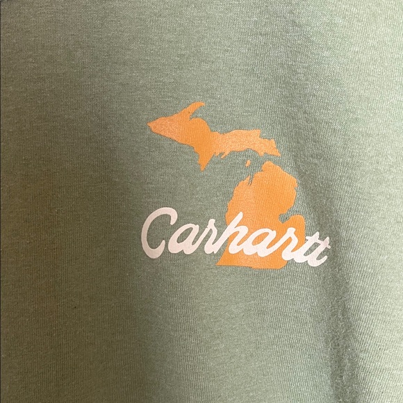 Carhartt Men’s Olive Long Sleeve with Orange Logo XL - Picture 2 of 4